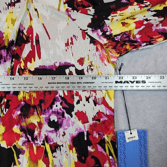 NWT Blouse Simply Vera Womens XL Colorful Asymmetrical Knit Stretch Bold Festive - Picture 5 of 13